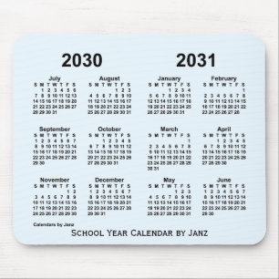 Mousepad 2030-2031 Calendário do Ano da Escola Azul Alice p