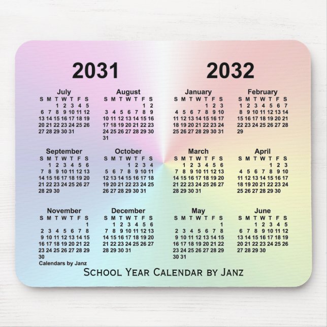 Mousepad 2031-2032 Calendário da Escola de Nuvem do Arco-Ír (Frente)