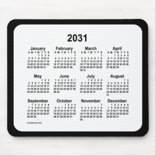 Mousepad 2031 White on Black Calendar de Janz Two Tone