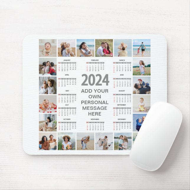Mousepad 20 Colagem De Fotos 2024 Anos No Calendário Geral (Com mouse)
