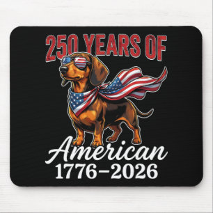 Mousepad 250 Anos 1776–2026 Bandeira Dos EUA Cachorro Dachs