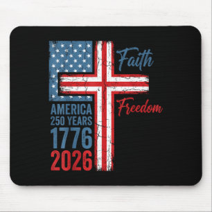 Mousepad 250 anos fé e liberdade cristã eua 250º