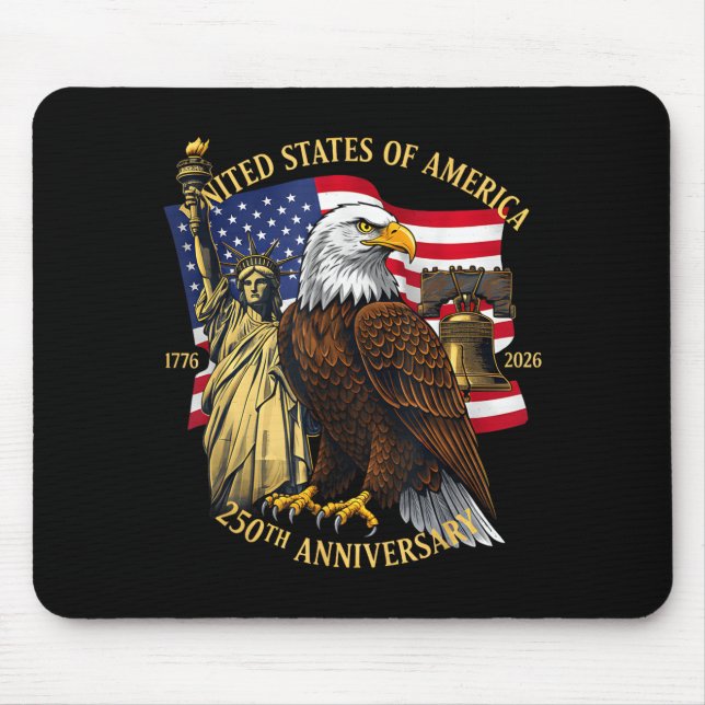 Mousepad 250 Years 1776-2026 250th Birthday Eagle Liberty B (Frente)