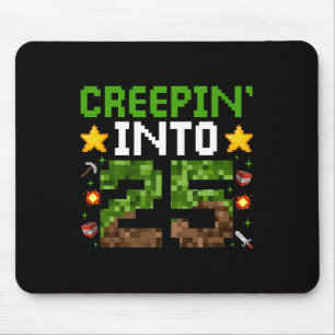 Mousepad 25 Birthday Gamer Pixel Creepin" Em 25 Vídeo G