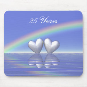Mousepad 25o Corações de prata do aniversário