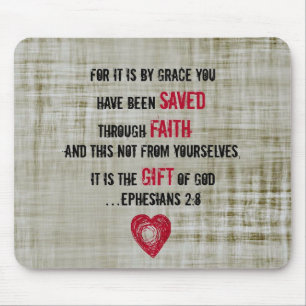Mousepad 2:8 de Ephesians do verso da bíblia