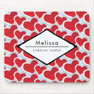 Mousepad 2 Enfermeiro Cadiac Corações Vermelhos Repetindo P