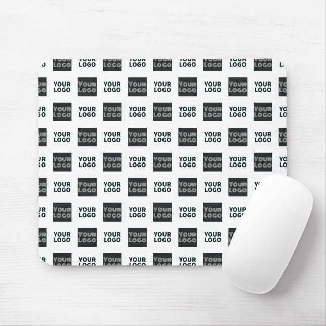 Mousepad 2 Logos Simples Logotipos Repetindo | Branco (Com mouse)
