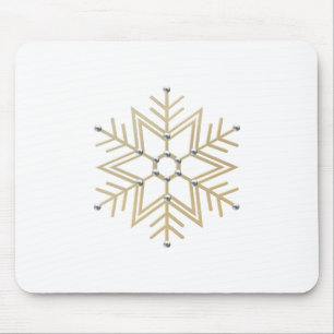 Mousepad 2-Silver e olhar 3-D do floco de neve Dourado