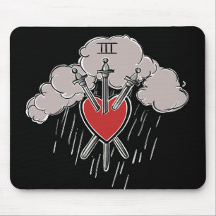 Mousepad 3 de Swords Love Heart Tarot Illustration