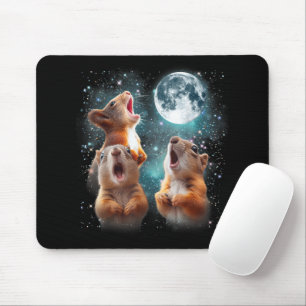 Mousepad 3 Esquilo Moon Howling Cabeça de Esquilo Engraçado