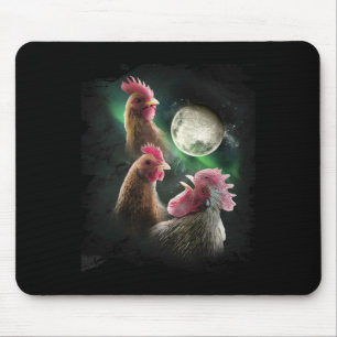 Mousepad 3 Galinhas Lua Lobo Galinhas Uivando Lobos