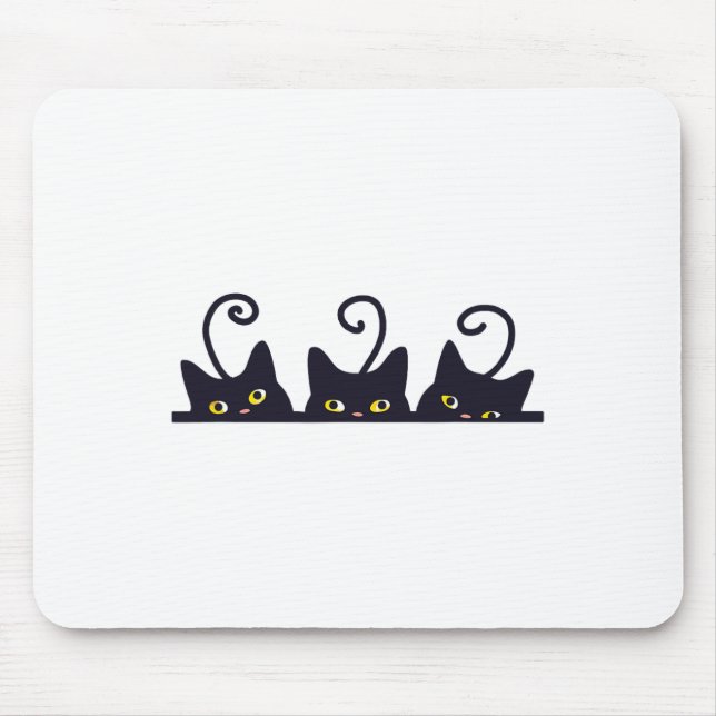 Mousepad 3 Gatos Pretos Gatos Engraçados Adoram Designs Hom (Frente)