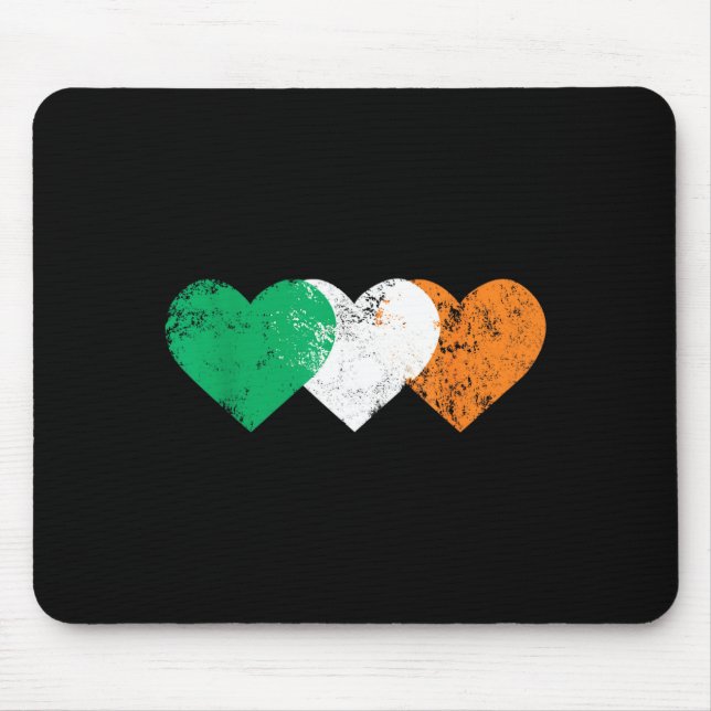 Mousepad 3 Hearts Ireland Flag St. Patricks Day Irish Flags (Frente)