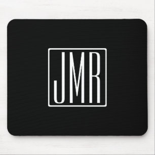 Mousepad 3 iniciais Monograma Preto e Branco (ou cor diy)