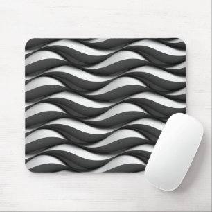 Mousepad 3 Padrão Dimensional de preto e branco ondulado