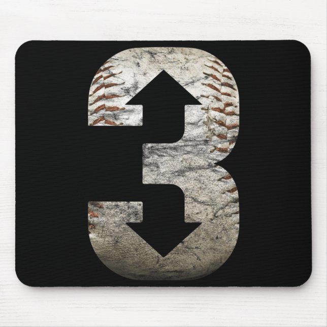 Mousepad 3 Para 3 Para Baixo Três Para Baixo Baseball  (Frente)