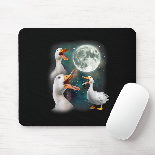 Mousepad 3 Patos Uivando Na Lua Engraçado Estranho Pêkin Ma (Com mouse)