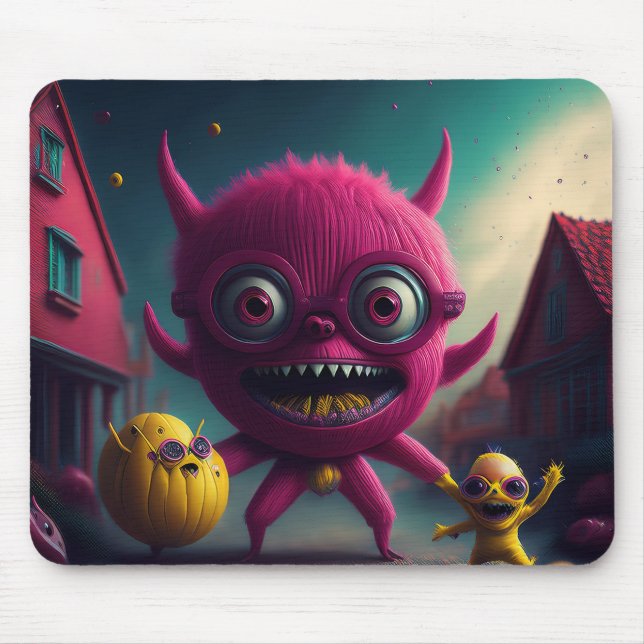 Mousepad 3 Pequenos Monstros Rolam Pela Aldeia (Frente)