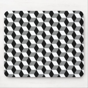 Mousepad 3D cinzento, preto & branco cuba o teste padrão