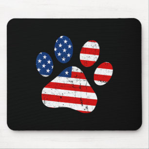 Mousepad 4º De Julho Cachorro Paw Usa Bandeira Americana In