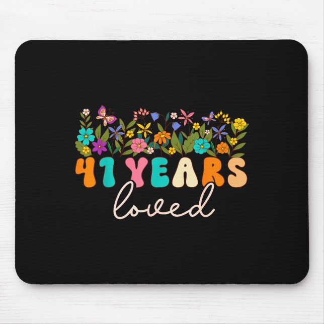 Mousepad 41 Years Loved Men Women 41 Years Old Groovy 41st  (Frente)
