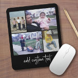 Mousepad 4 Colagem de fotos - você pode mudar de cor preta<br><div class="desc">Use fotos horizontais e verticais para obter os melhores resultados! O roteiro está em um guião manuscrito branco moderno. PARA ALTERAR O PLANO DE FUNDO - clique na área de personalização ou design avançada e escolha uma cor no selecionador de cores. Adicione suas fotos e instantâneos favoritos a esta fita...</div>