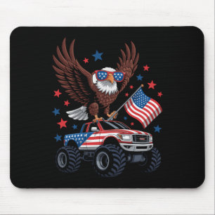 Mousepad 4 De Julho, Águia Balda Sobre Monster Truck Usa Fl
