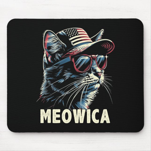 Mousepad 4 de julho Cat Meowica Cat Lover EUA (Frente)