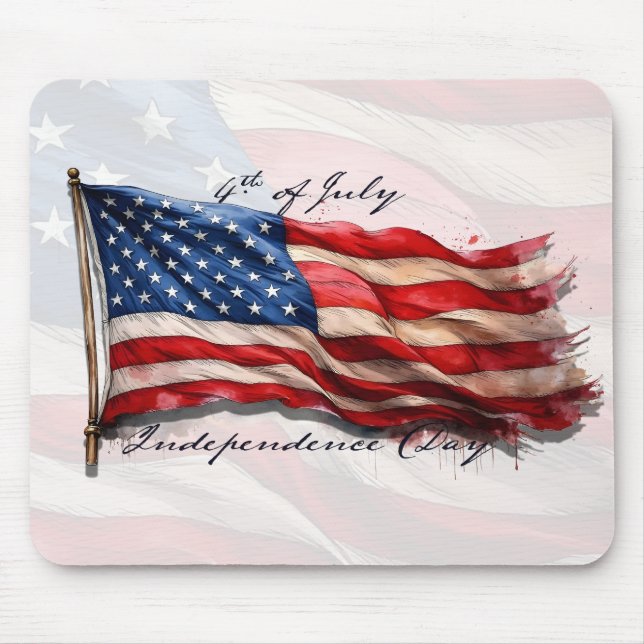 Mousepad 4 de julho - Celebrar com a bandeira dos EUA (Frente)