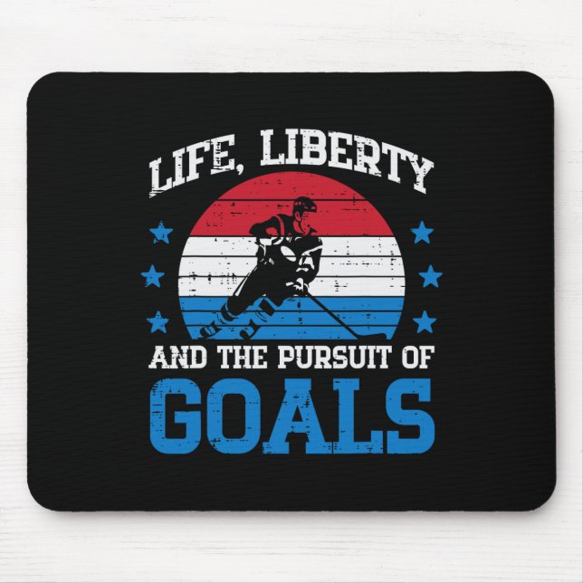 Mousepad 4 de Julho de Hóquei no Gelo Vida Liberdade Objeti (Frente)
