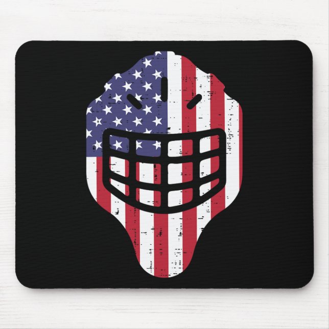 Mousepad 4 de julho Hockey Hockey Helmet America Flag Ameri (Frente)