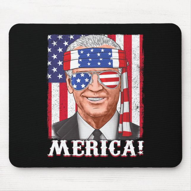 Mousepad 4 de julho Joe Biden Merica USA Flag (Frente)