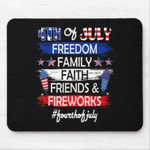 Mousepad 4 De Julho Liberdade Família Amigos Fogos De Artif