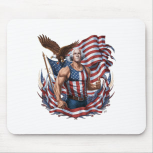 Mousepad 4 De Julho Patriótico Funny George Washington Julh