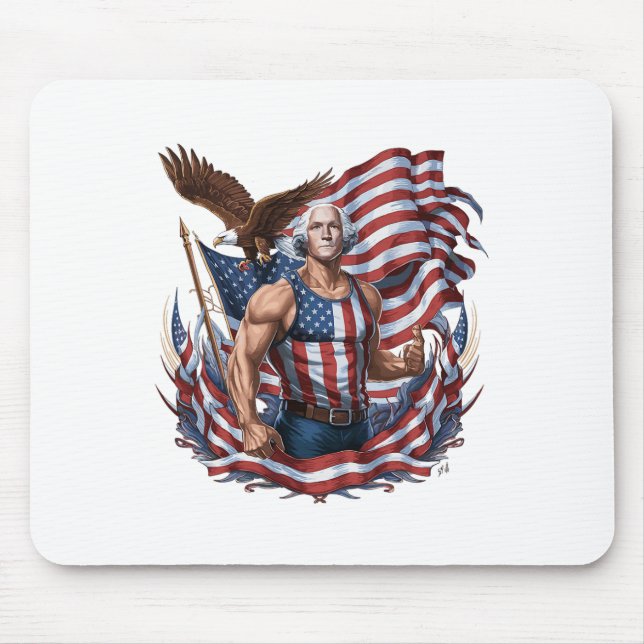 Mousepad 4 De Julho Patriótico Funny George Washington Julh (Frente)