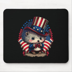 Mousepad 4 De Julho Patriótico Hedgehog Bandeira Dos Eua