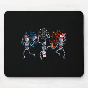 Mousepad 4 de julho Skeletons dança fogos de artifício mulh