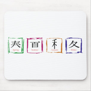 Mousepad 4 estações em japonês - texto preto
