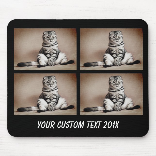 Mousepad 4 Foto Collage met text - kies achtergrond kleur (Frente)