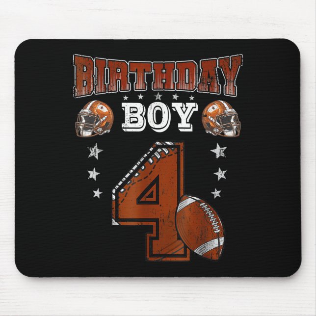 Mousepad 4th Birthday Boy Football Lover Theme 4 Years Old  (Frente)