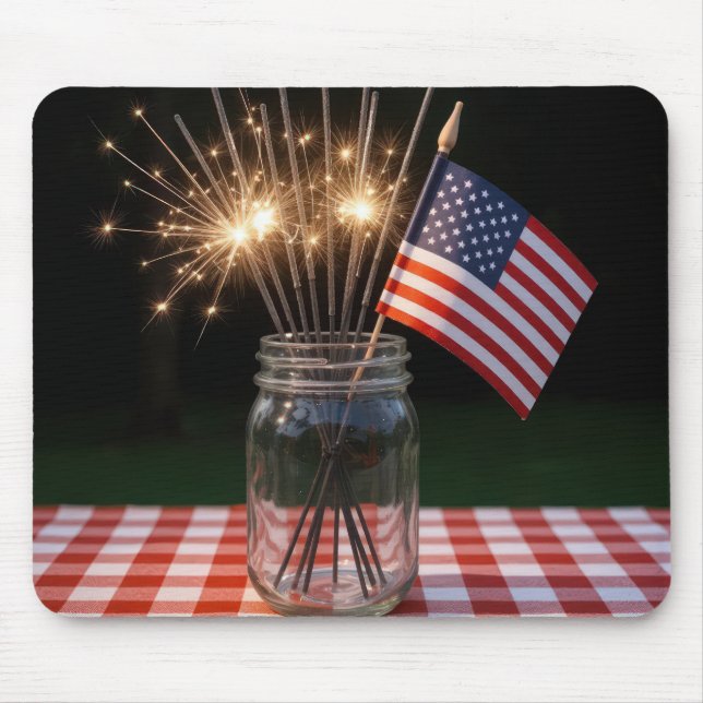 Mousepad 4th Of July Sparklers With American Flag (Frente)