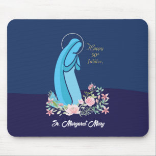 Mousepad 50º Aniversário da Vida Religiosa Nun Pink Flower