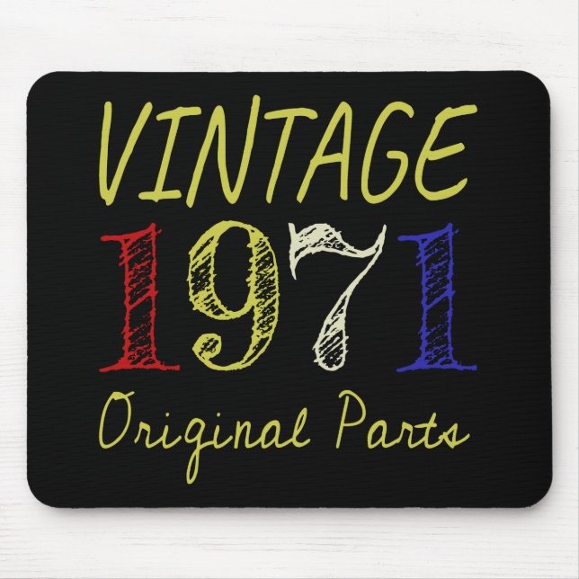 Mousepad 50º Aniversário Gift Vintage Retro 1971 (Frente)