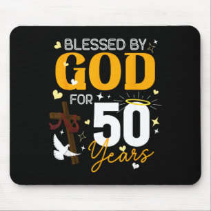 Mousepad 50 Aniversário Abençoado Por Deus Por 50 Anos De I