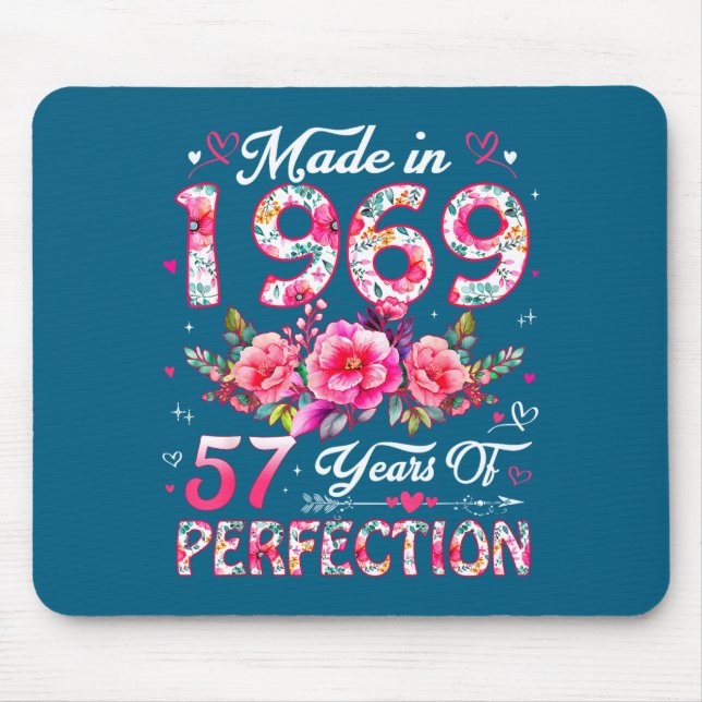 Mousepad 57 Year Old Made In 1969 Floral 57th Birthday Wome (Frente)
