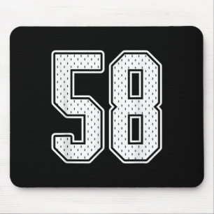 Mousepad 58 White Vintage Número 58 Sports Fan Jersey Styl