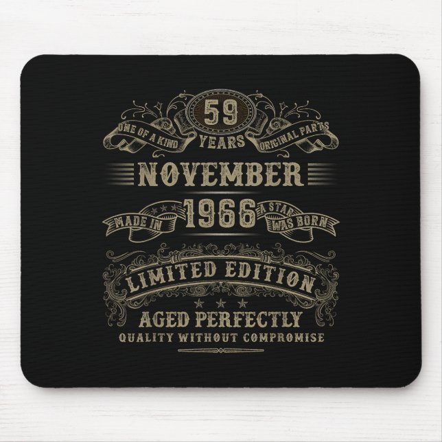 Mousepad 59 Year Old 59th Bday November 1966 Limited Editio (Frente)