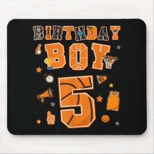 Mousepad 5 Birthday Boy 5 Anos Festa De Basquete Cinco Anos