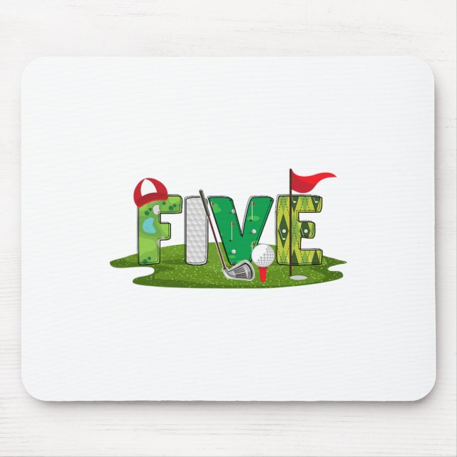 Mousepad 5 Birthday Golf Theme 5 Anos Crianças Velhas Parte (Frente)
